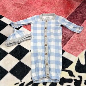 Mud Pie Blue and White Plaid Baby Outfit